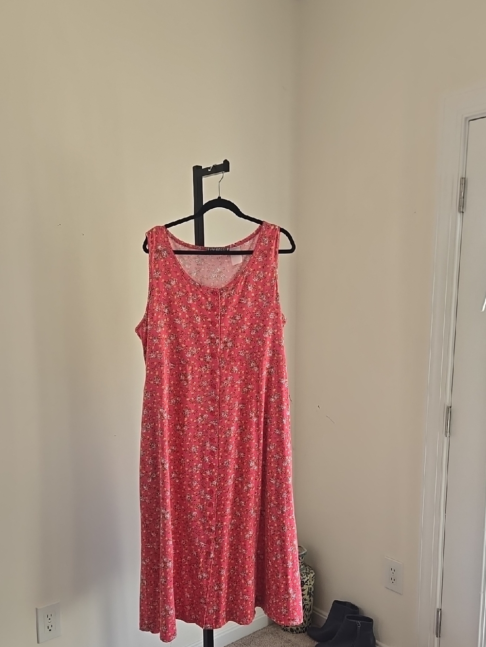 Vintage 1990's ?! Erika Coral Pink Floral Sleeveless Maxi Dress Size:XL